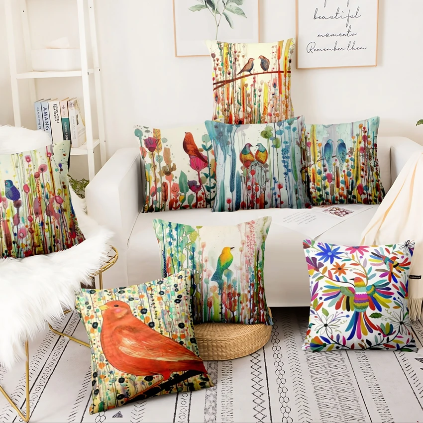 

Abstract Ink Bird Printed Pillowcase Love Bird Art Printed Cushion Decorative Pillow Home Decor Sofa Throw Pillows 45*45cm