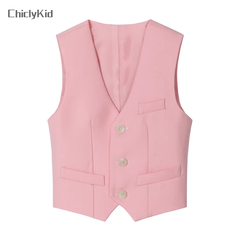 Kids Solid Top Child Candy Color British Waistcoat Wedding Clothes Boy Formal Dress Suits Teen Vest Baby Toddler Party Jacket