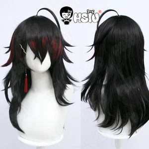 Vox Akuma Cosplay Wig VTuber Cosplay Wig「HSIU 」Fiber synthetic wig Black Mixed Red Short Hair Free Wig Cap