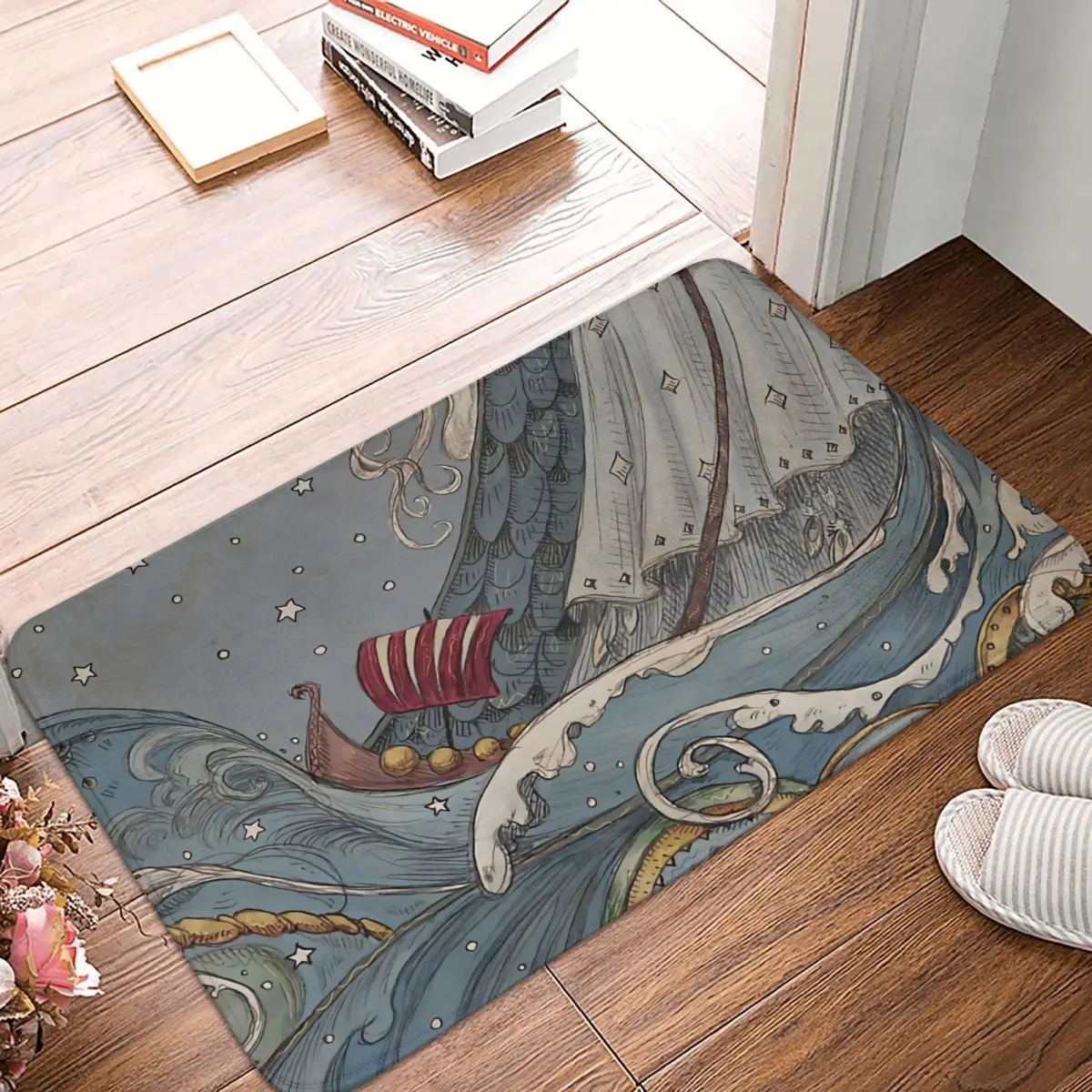 

Non-slip Doormat Midnight Moonshine Living Room Kitchen Mat Outdoor Carpet Flannel Modern Decor