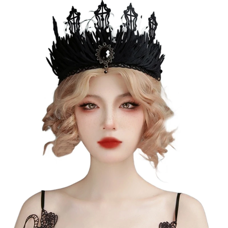 

Хэллоуин Готическая Корона Черная Королева Корона Женская Корона головной убор DXAA