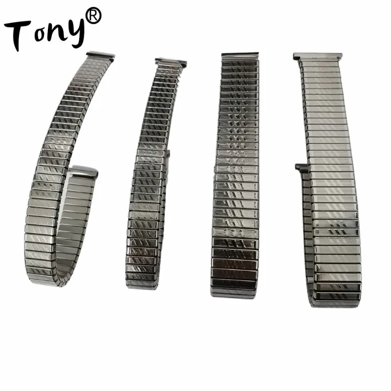 Wholesale 40PCS/Lot High Quality Silver Color 12MM 14MM 16MM 18MM Stainless Steel Watch Bands Elasticity Watch Strap-05131