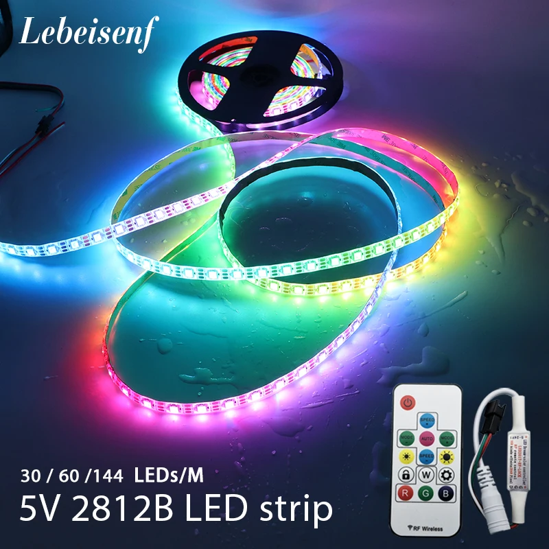 

Пульт дистанционного управления пикселей SP103E RF 14 клавиш и гибкий светодиодный светильник WS2812B, цвет волшебного цвета, фотолента 5050 RGB 30 60 144 светодиодов/м 1 2 3 4 5 м в комплекте