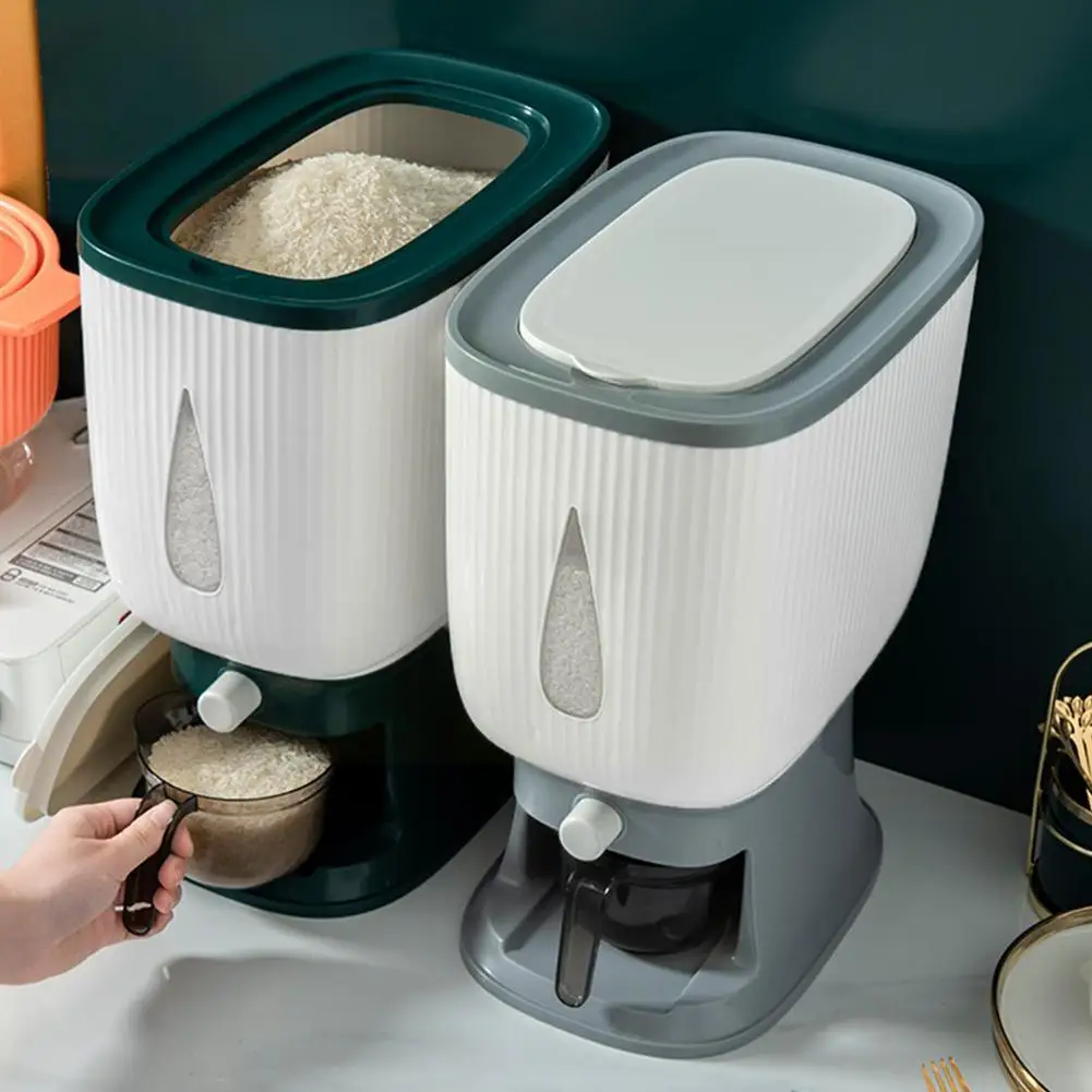 

Kitchen Press Container 10kg Bucket Insect-proof Moisture-proof Jar Food Grain Pet Sealed Dog Box Store Storage Home Rice B A1w8