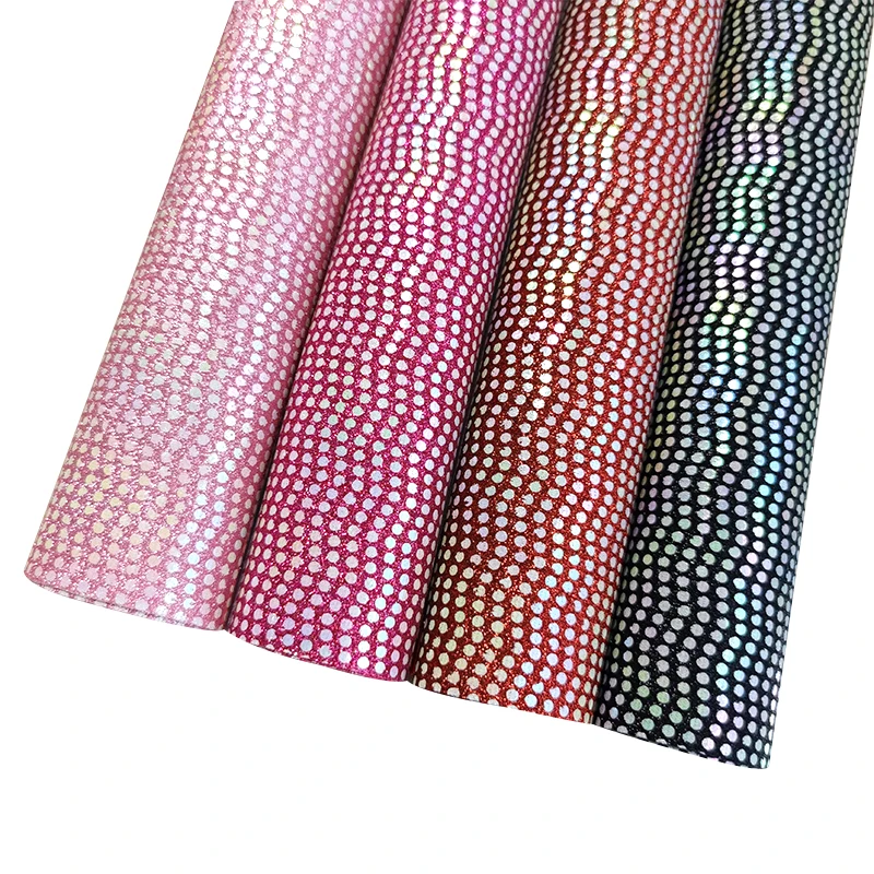 

2021 Quilted fFigure White Dots Glitter Faux Leather by Yard for Making Shoe Bag Craft Decoration Purse