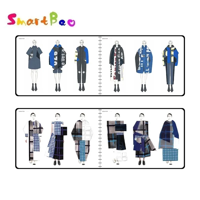 

A4 Fashion Sketchbook Large Figure Template for Quickly & Easily Sketching Fashion Design Styles with Thin Lines, 50 Sheet Paper