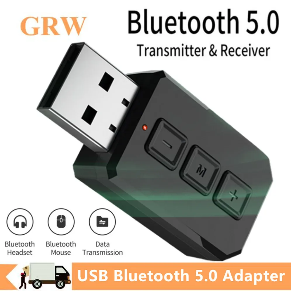 

2 In 1 USB Bluetooth 5.0 Receiver Wireless Audio Adapter Transmitter MIC with 3.5mm Cable for PC TV Speaker Wireless Mouse Music