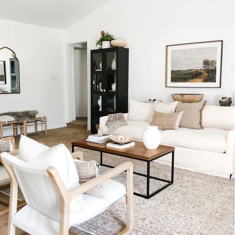 

Industrial Wood Coffee Table with Black Metal Box Frame and Dark Walnut Mesas Table top Small coffee table Small end table End t