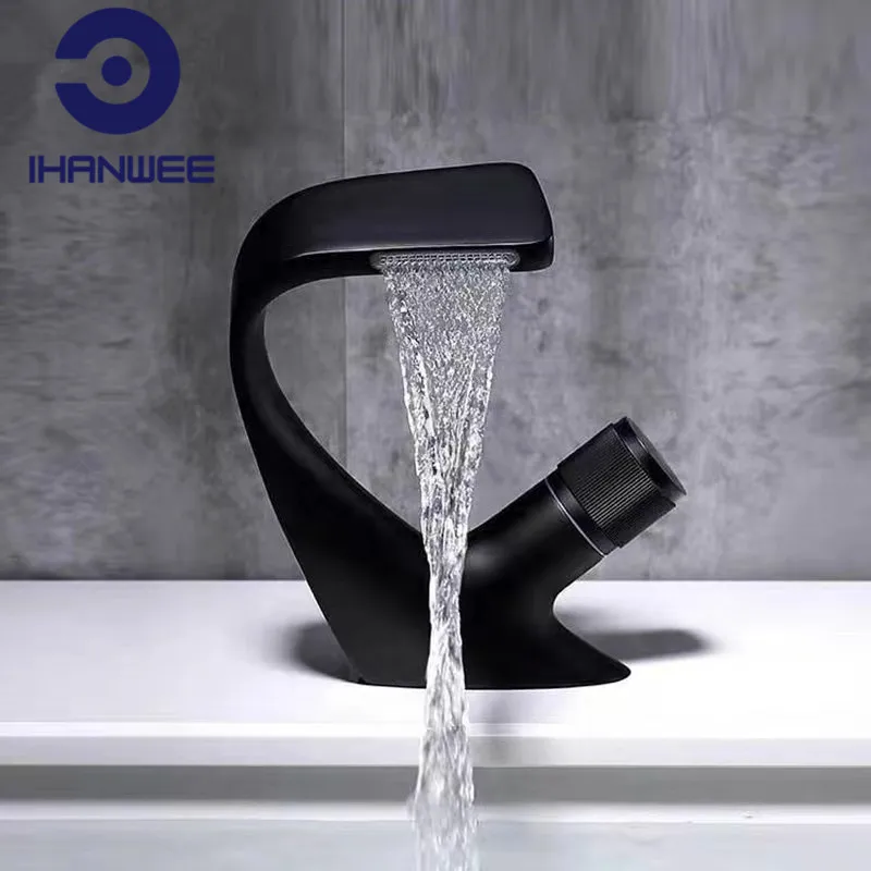 

Waterfall Bathroom Faucet Mixer Curve Design Splash Proof Basin Water Tap Shower Head Plumbing Tapware For Bathroom Accessories