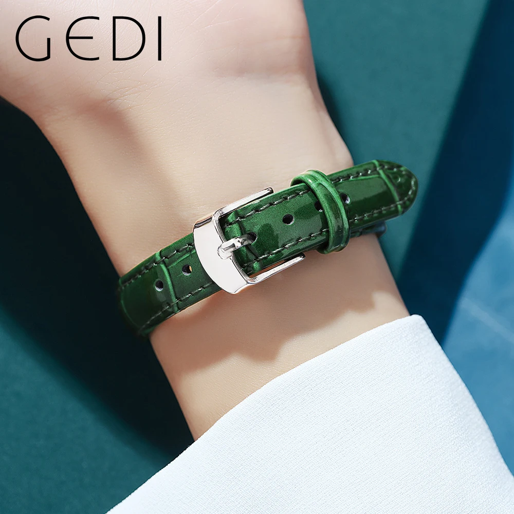 GEDI Waterproof Oval Full-diamond Women Watches Luxury Roman Dial Leather Strap Ladies Fashion Quartz Wristwatches Clock Relogio