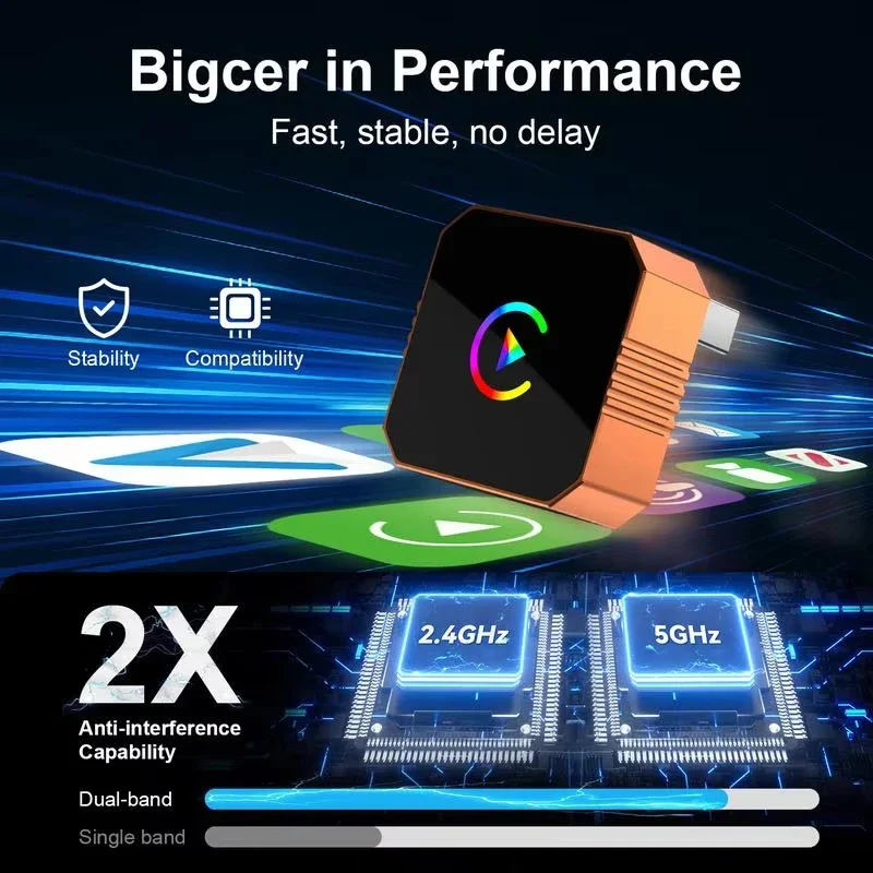 Фото Lenovo Wireless CarPlay Android Auto Adapter 2 In 1 Car Infotainment Box 2026 Plug Play Fast Auto-Reconnect AI Smart Box NEW №4