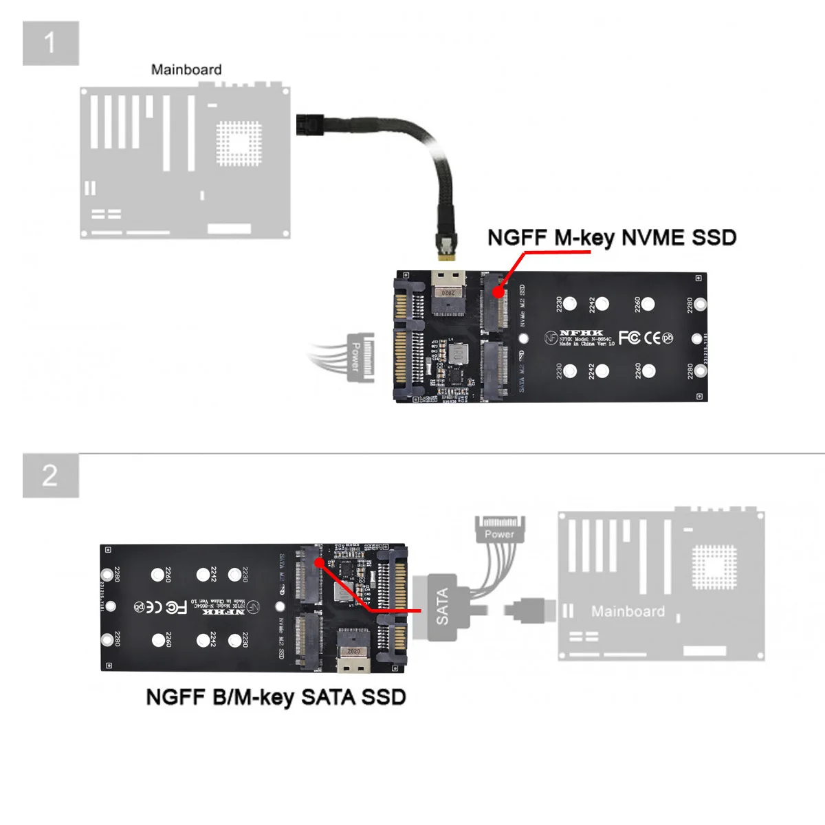 Chenyang SFF-8654 to U2 Kit NGFF M-Key Slimline SAS NVME PCIe SSD SATA адаптер для материнской платы | Компьютеры