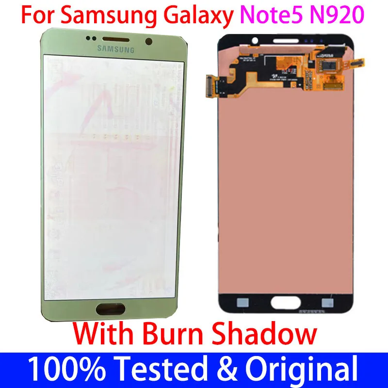 

Оригинальный ЖК-дисплей Super AMOLED burn shadow для Samsung Galaxy Note 5, дисплей 5,7 дюйма Note5 N920F N920A N920T N920V, сенсорный экран