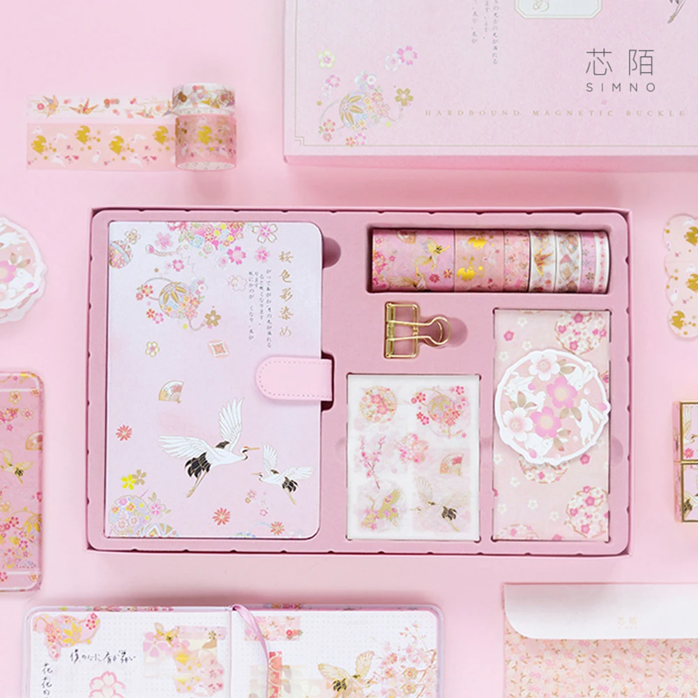 

1set Horizontal Line Journal Notebook Magnetic Buckle Portable Write Diary With Paper Stickers Kids Gift Weekly Plan Stationery