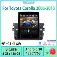 pxton android tesla style vertical car radio stereo multimedia player for toyota corolla 2006 2013 4g wifi gps nav carplay 8128