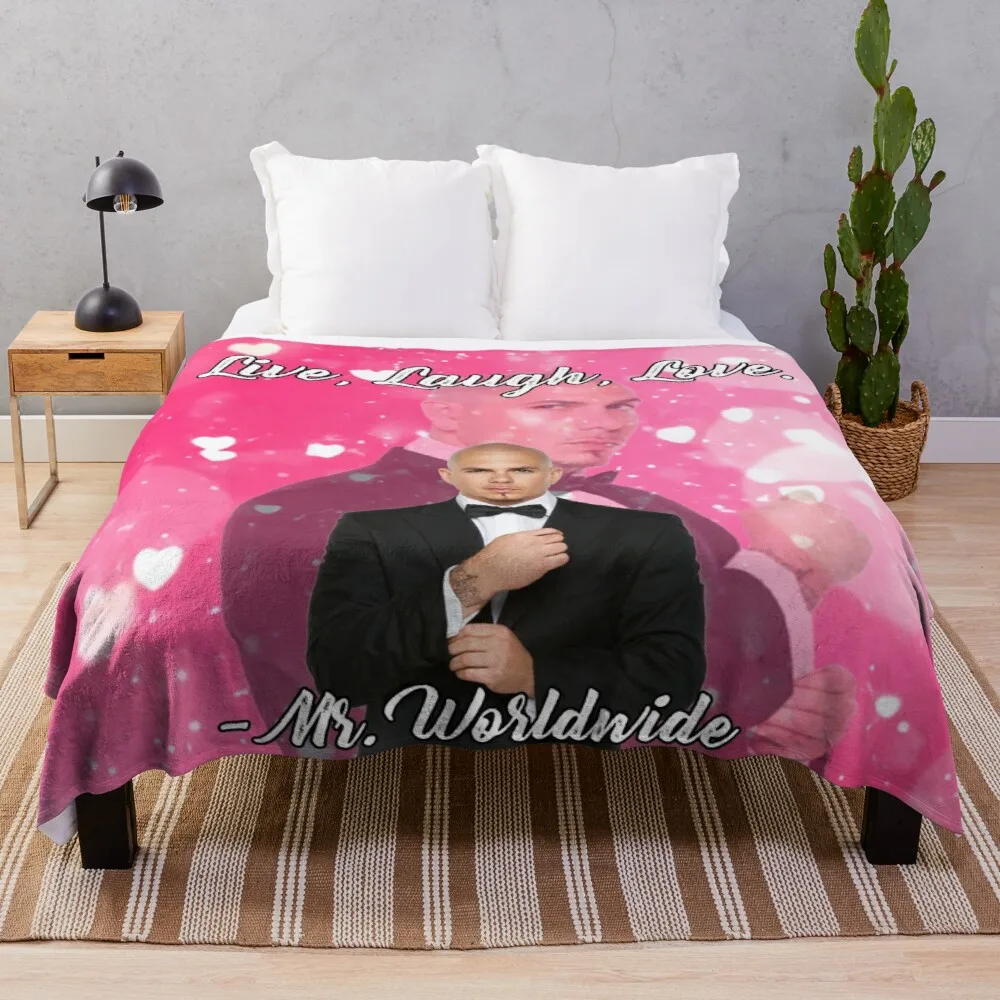 

Mr Worldwide Says to Live Laugh Love Pink Smile Tapestry Throw Blanket Comfort Recieving Blankets Cute Blanket Nap Blanket