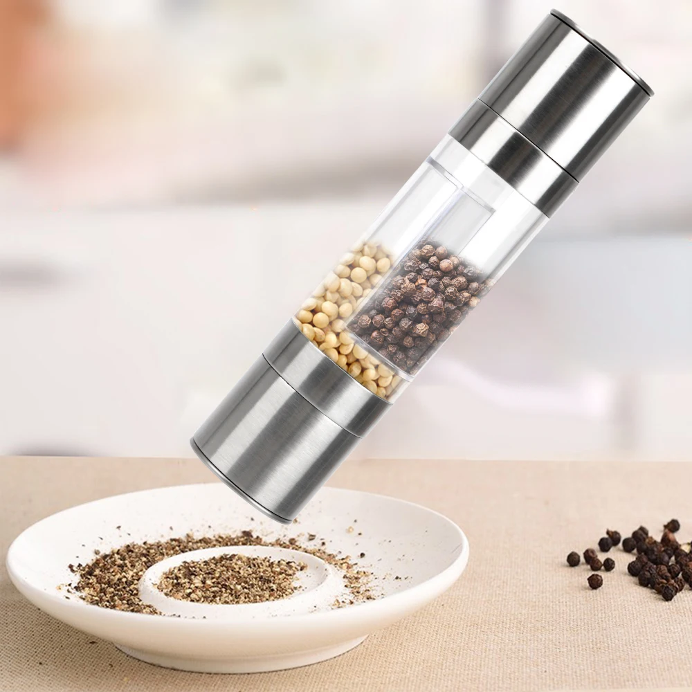 Pepper Grinder Shaker Household portable Stainless Steel Cooking Tools Seasoning Grinding 2 in 1 Manual Salt Cumin Spice Mill images - 6