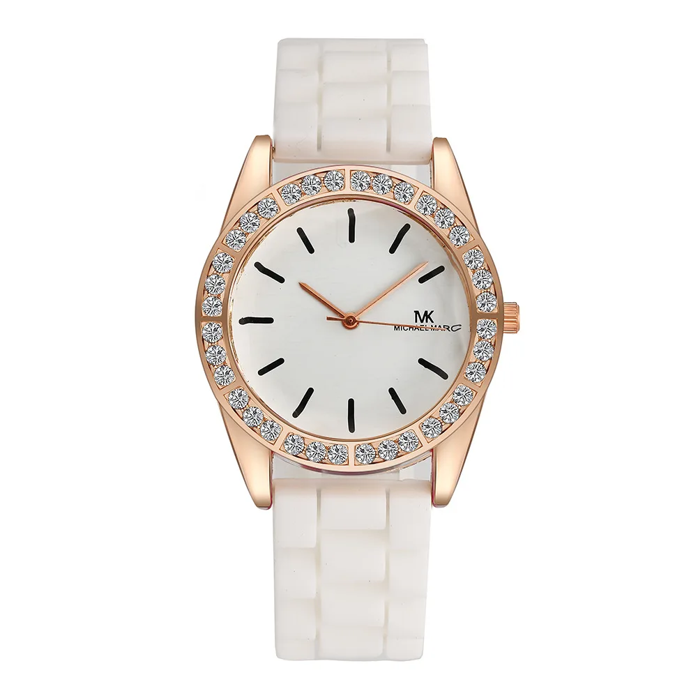 Rose Gold Glitte Rhinestoner Quartz Women's Watch Silicone Strap Sports  Wrist Watches For Women Relogio Feminino Girl Gift