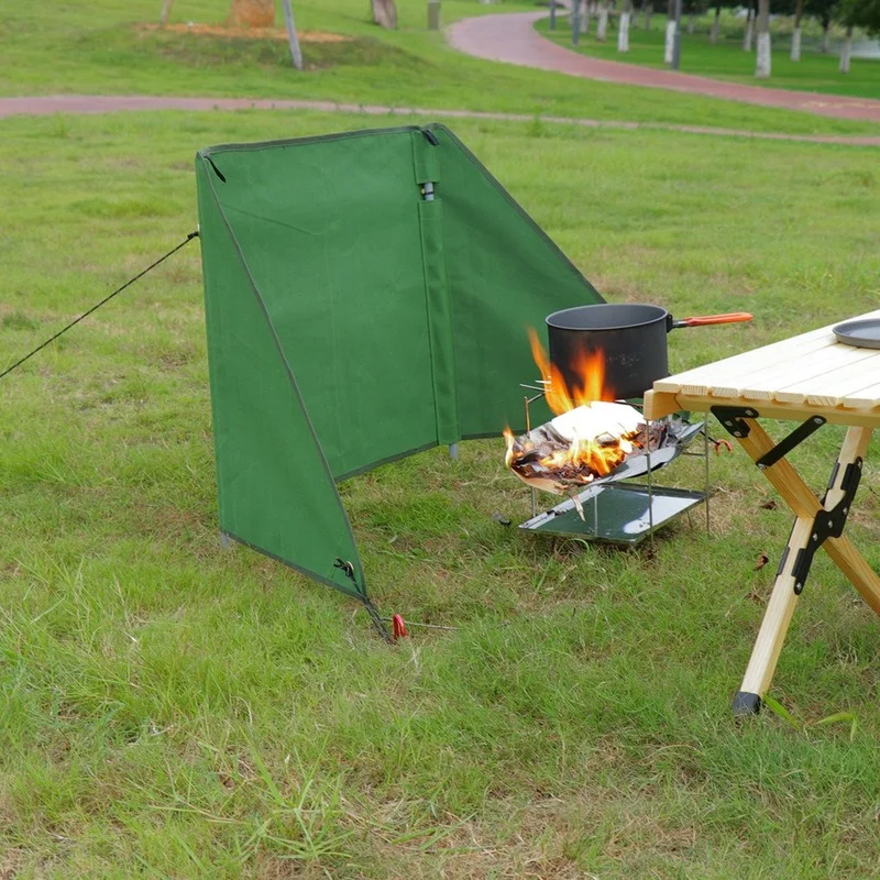 Outdoor Windshield Foldable Camping Cooking Picnic BBQ Windproof Sun Shelter Screen Outdoor Gas Stove Windbreak Sunshade Curtain