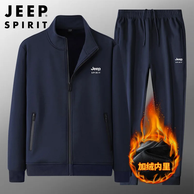 Мужской повседневный костюм JEEP SPIRIT Теплый Бархатный кардиган из 100% хлопка и