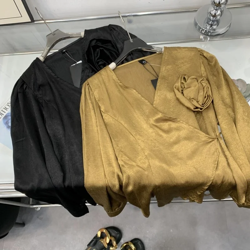 Рубашки с длинными рукавами осенние новые нерегулярные рубашки v-образным