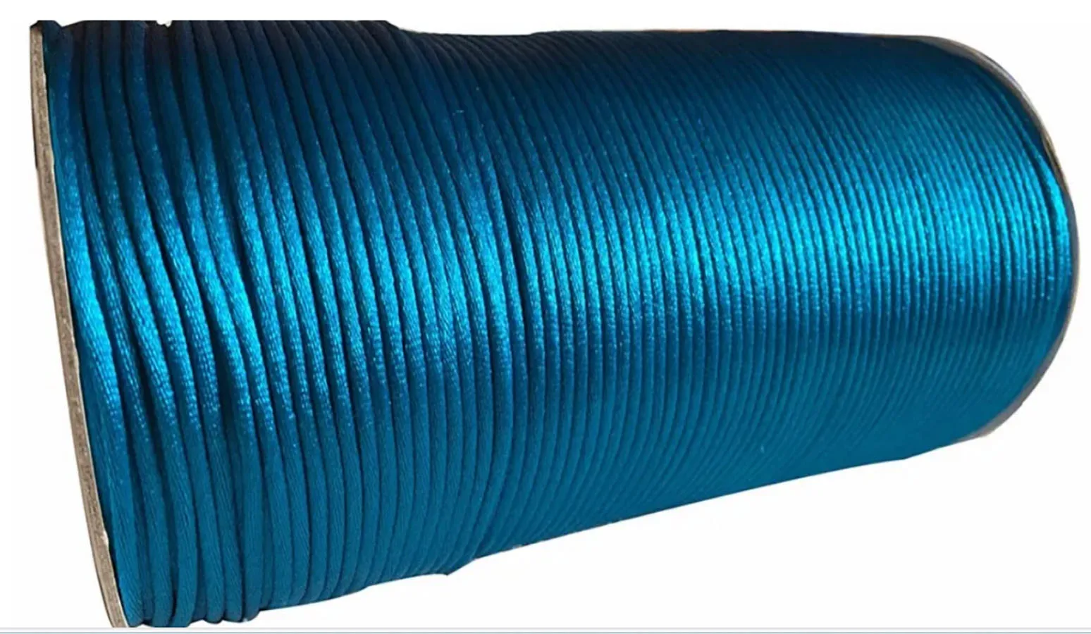 Атласный нейлоновый шнур с погремушкой 3 мм синего павлина + 120 м/рулон фурнитура