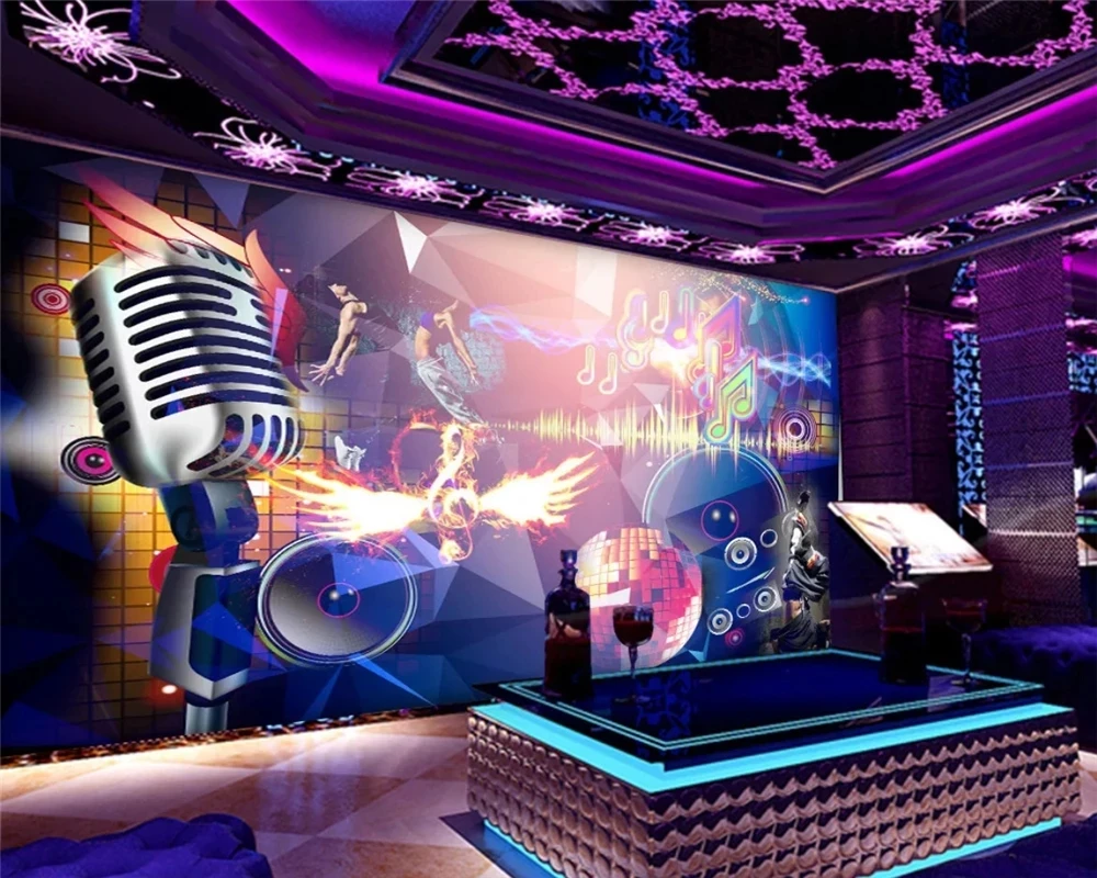 Пользовательские модные экологически чистые обои бар ktv музыкальный символ