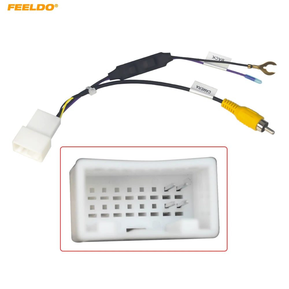 

FEELDO 16-контактный автомобильный выходной видеоадаптер, проводка кабеля для оригинальной заводской камеры Toyota, видеовыход # HQ7457
