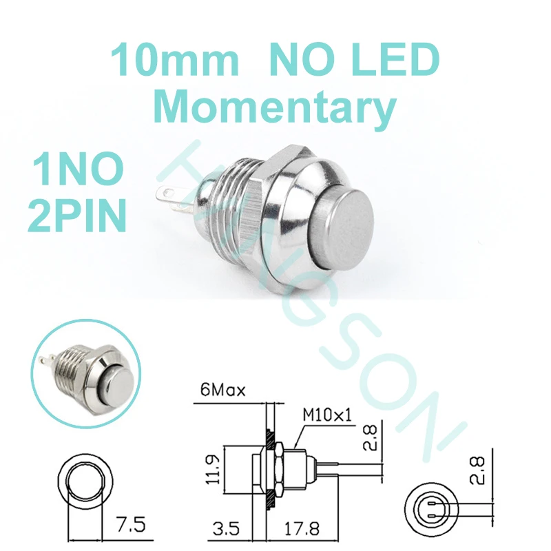 Мини металлический самовосстанавливающийся переключатель 8/10 мм