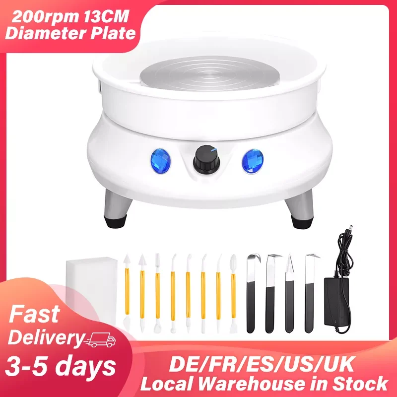 

USB Electric Pottery Wheel Machine Kit with 13cm Turntable Circle Potters Ceramic Work Forming Machine for Kids Adults Beginner