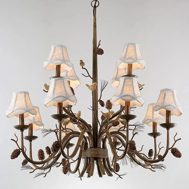 

American Country Creative Bird Chandelier Cafe Internet Cafe Pinecone Clothing Store Restaurant Bar Retro Iron Art Chandeliers