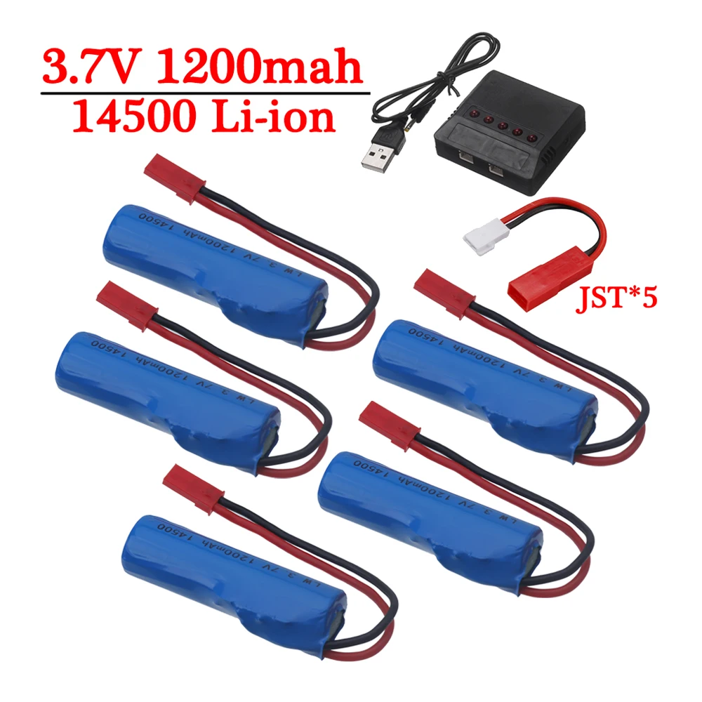 

14500 Battery 3.7V 1200mAh Li-ion battery + charger JST plug For Stunt RC Car Drift Tumbling Truck RC electric toys vehicle