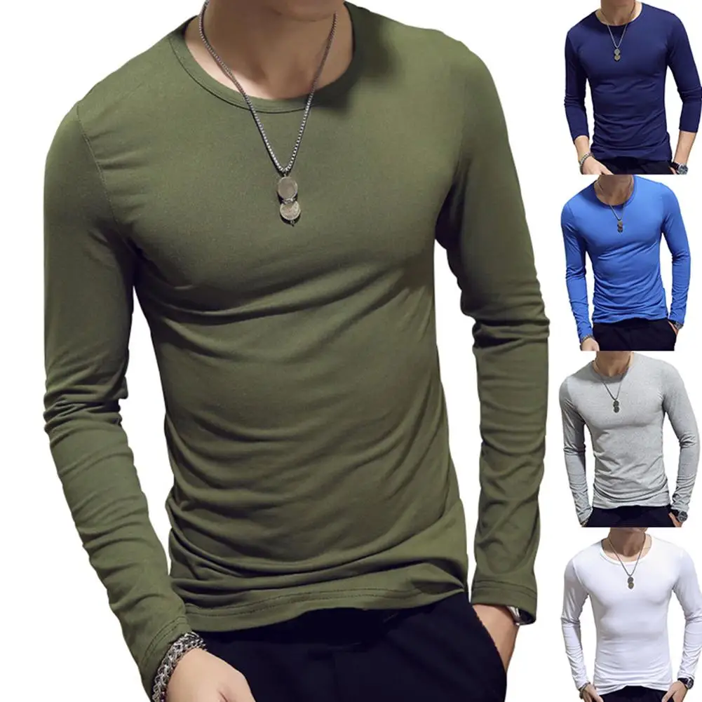

NO.2 A2168 Men T Shirt Long leeve Cotton Spring Autumn Thermal Undershirt Armor Mens T Shirts Full Sleeve Round Neck Casual