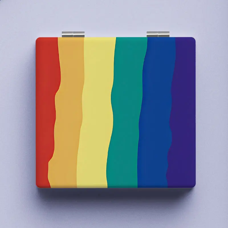 

Складное зеркало для макияжа, компактное квадратное Радужное зеркало для макияжа, портативные ручные зеркала для студентов, компактное кар...