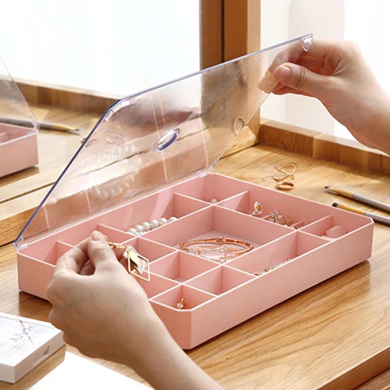 Casegrace Multi-lattice Jewelry Box With Lid Drawer Jewellery Display Storage Tray Organizer Case for Necklace Earrings Ring Box