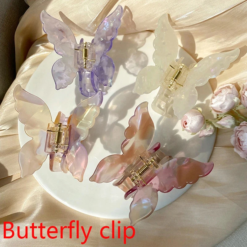 

2023 Catch Hair Claw Butterfly Hair Accessories Sweet Acetate Sheet Grabbing Back Of The Head Hair Clip Hairpin Headdress hot