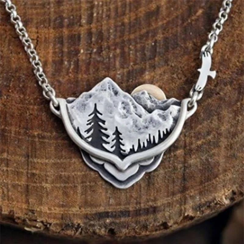 

Wandering River Valley Water Drops Sunset Natural Necklace Silver Plated Women's Fashion Pendant Necklace Gift Jewelry Wholesale