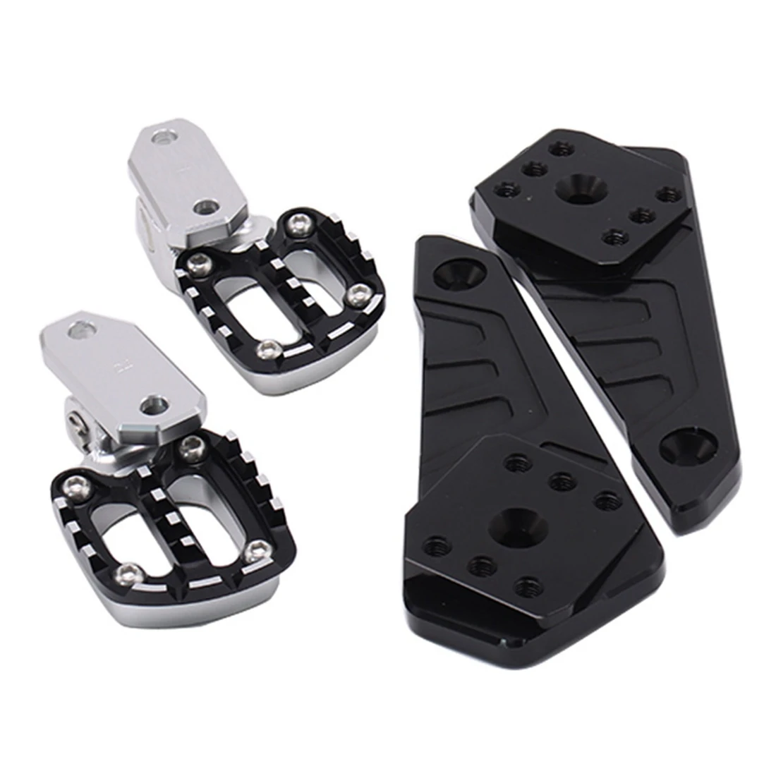 

For Honda XADV 750 X-ADV 750 2021 Aluminum Rear Pedal Foot Stand Folding Footrests Passenger Foot Pegs (Black+Silver)