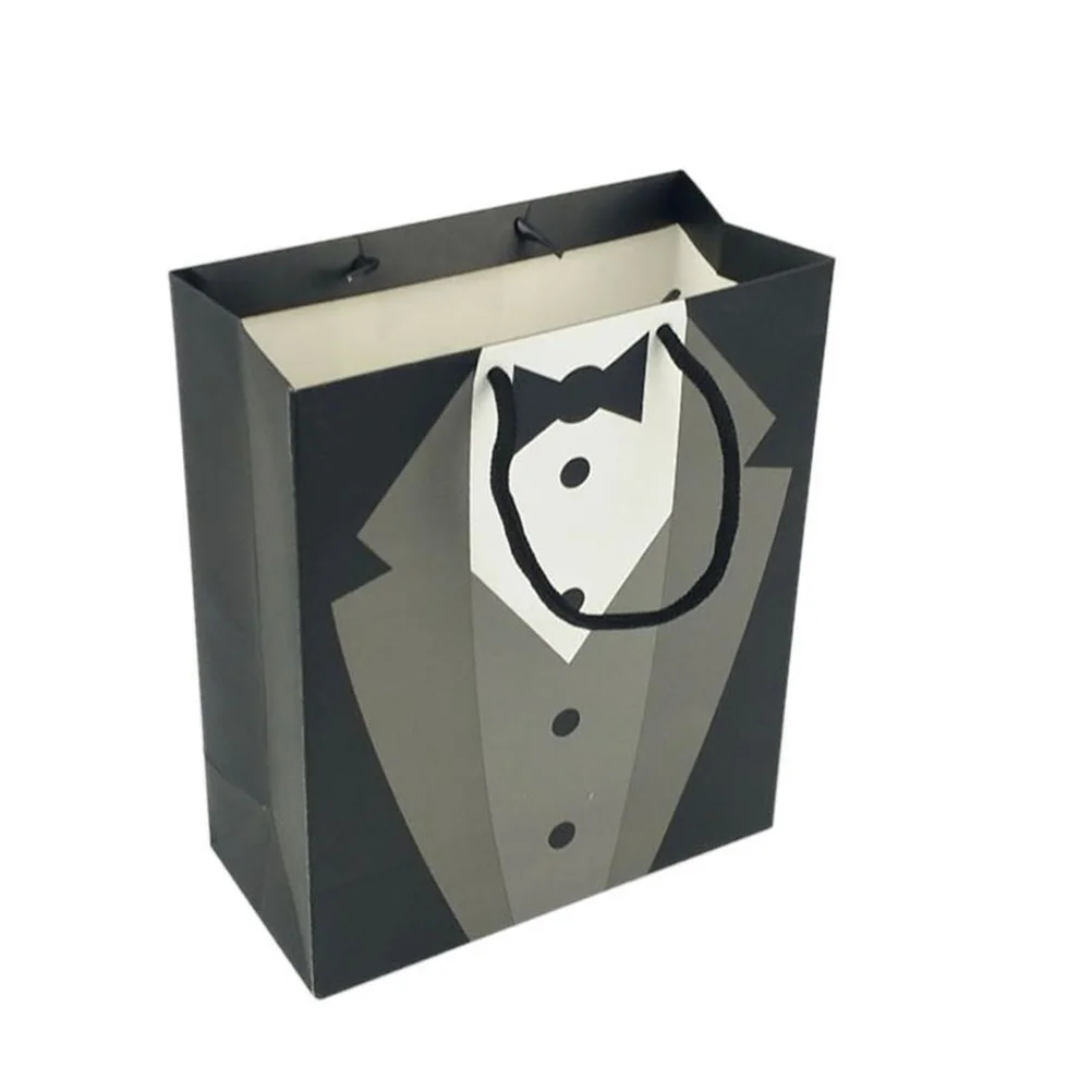 

5pcs Creative Bridegroom Black Tuxedo Bags Shopping Wrapping Paper Bags Paper Bags Gift Paper Bags with Handles(Black