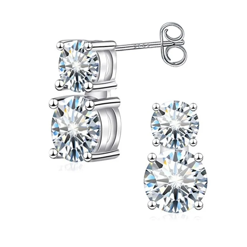 

K00210 Lefei Fashion Color D Diamond-set Classic Moissanite Double Gourd Earrings For Charm Women s925 Silver Party Jewelry Gift