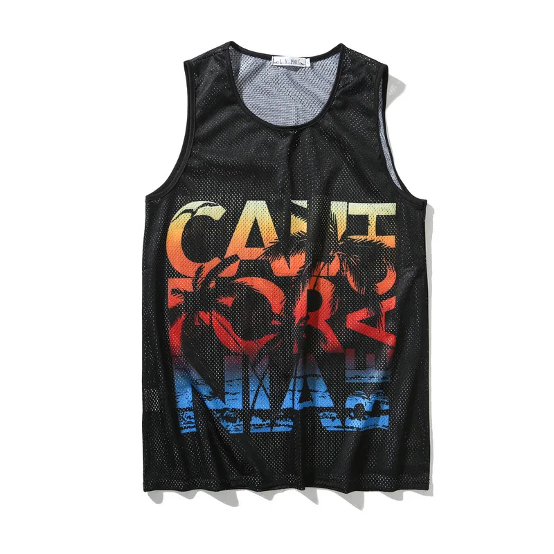 

New Arrival Mens Clothing Fashion Print Gym Clothing Light Weight Mesh Tops Casual Streetwear Mens Tank Top Sport Tank Top Men