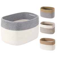 cotton rope storage baskets bin storage square organizer foldable decorative woven basket with handles