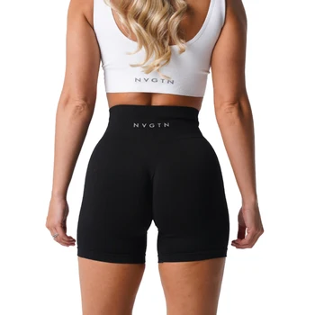 NVGTN Spandex Solid Seamless Shorts Women Soft Workout Tights Fitness Outfits Yoga Pants Gym Wear 1