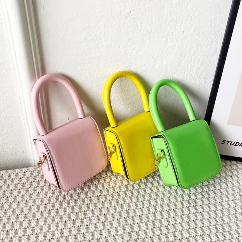 

PU Leather Boys Kids Shoulder Bags Candy Color Baby Girls Mini Coin Purse Handbags Cute Children's Small Square Crossbody Bag