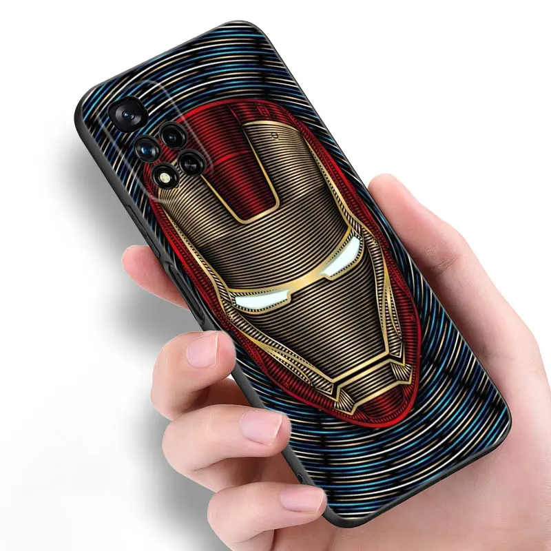 Marvel iron Hero Black Silicone Phone Case For Xiaomi POCO X3 X4 NFC F4 GT F5 F6 M4 M6 X5 X6 NEO Pro 5G M5