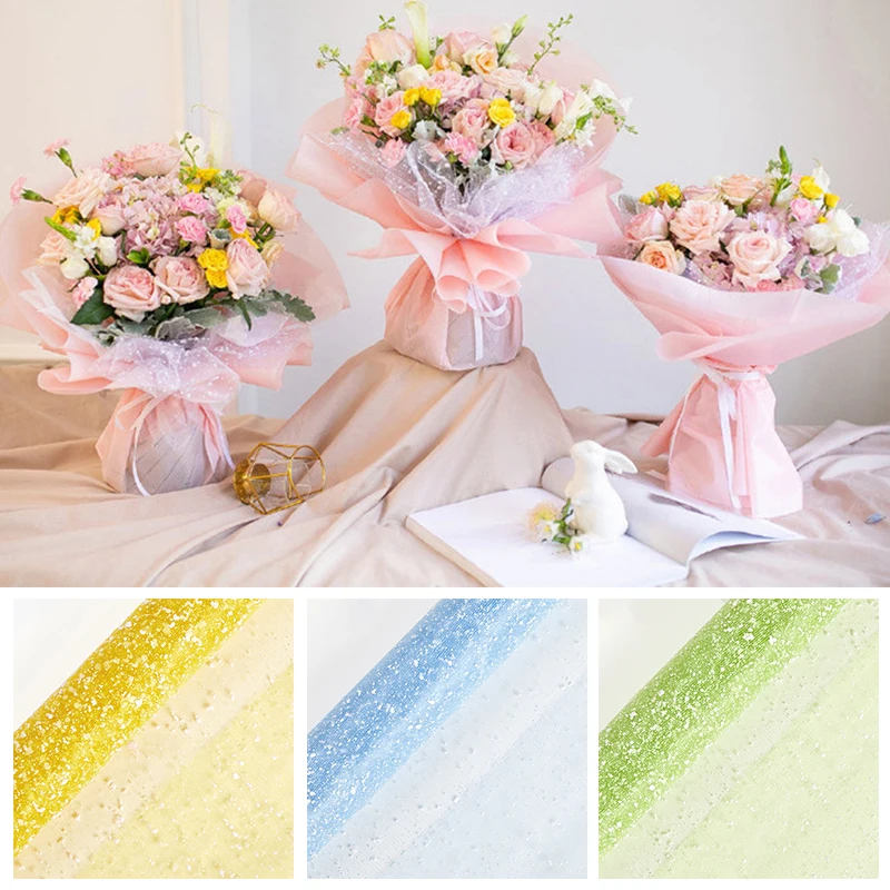 

50cm 4 Yards/roll Snow Dot Yarn Flower Packaging Net for DIY Wedding Party/Florists Bouquet Gift Box Wrapping Paper Materials