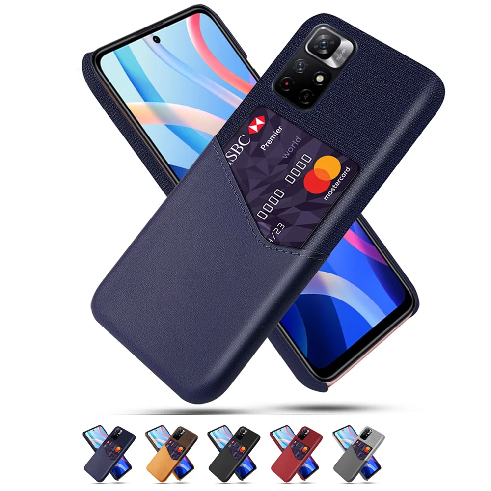 

Cloth Fabric Case with ID Holder Slot Cover For Xiaomi Redmi Note 11 / Note11 Pro 10 pro 10S Cover Coque Funda Bumper Capa