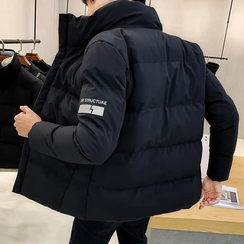Stylish Men Coat Letter Embroidery Man Coldproof Zipper Jacket  Super Soft Men Winter Jacket for Daily  Wear