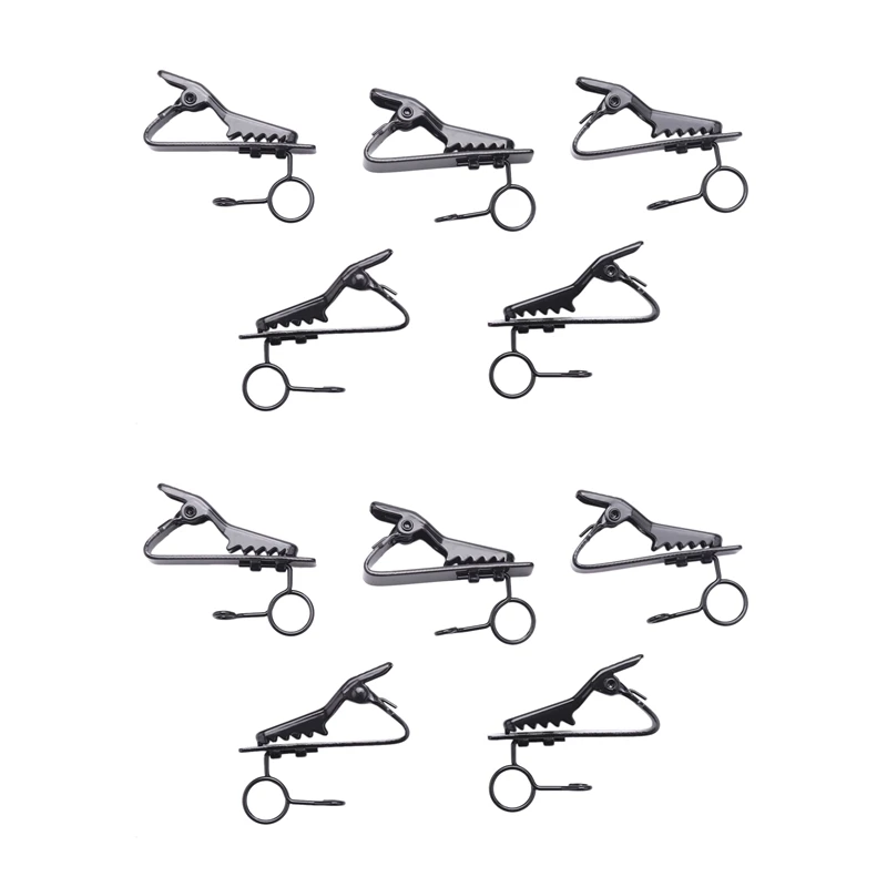 

HTHL-10 Pcs Ring Mini 7.5 Mm Microphone Clip Holder Tie Clip Collar Clip Practical (Black)