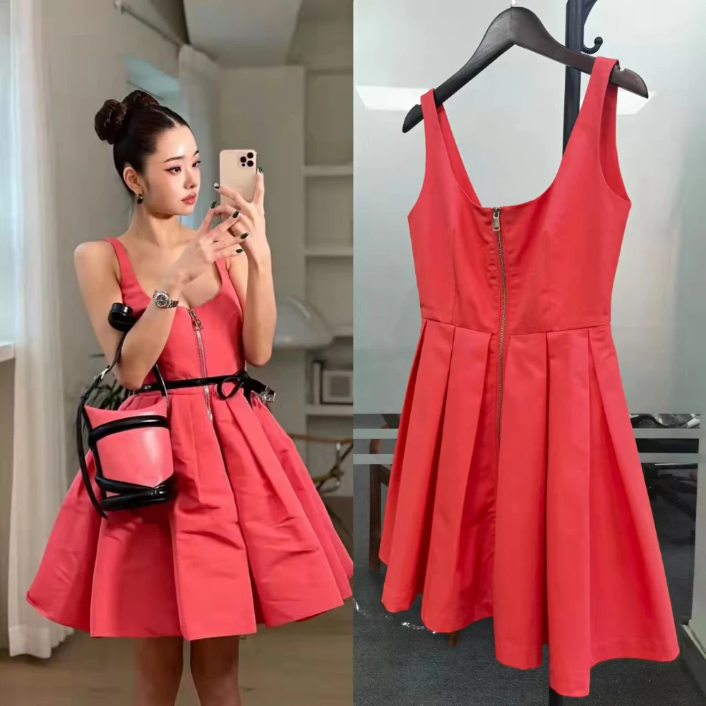 

Женское платье 2022 корейская мода Freezia сексуальное мини-платье с открытой спиной женские красные платья без рукавов вечерние женщин вечернее платье